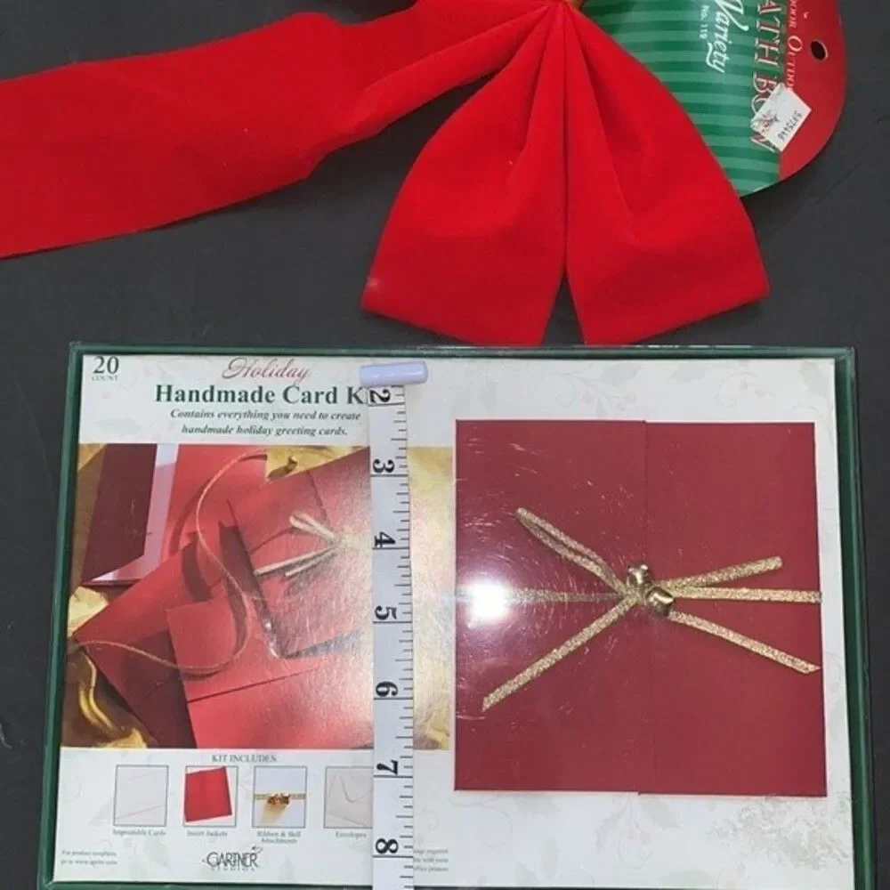 Garner Studios Holiday homemade Christmas card kit 20 count W/Wreath Bow…